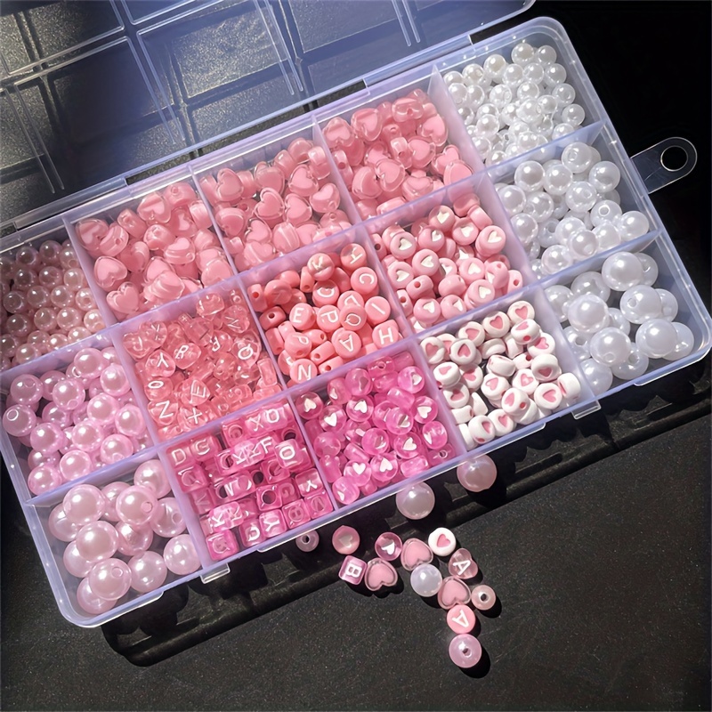 Jewelry Making For Beginners - 10-delige roze alfabetdoos, acryl kralen, handgemaakte