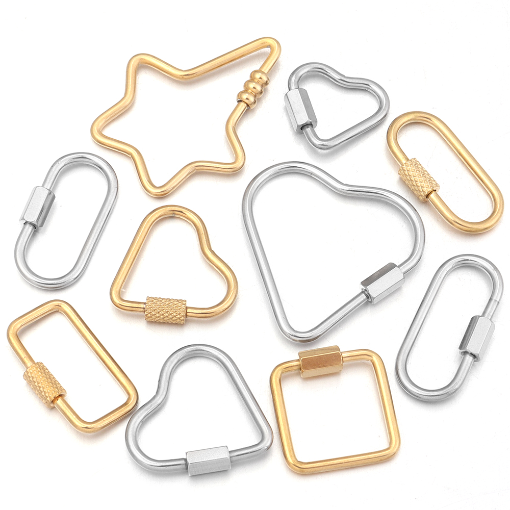 Jewelry Making School - 2pcs goud roestvrij staal hart schroef