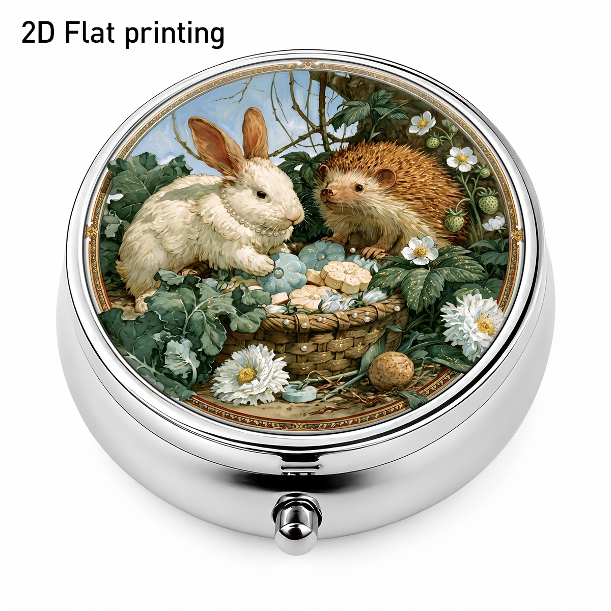 Jewelry Making Store - Bloemenmand met witte konijn- en egelpatronen,
